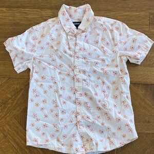 Nordstrom White and Pink Floral Button Down Shirt